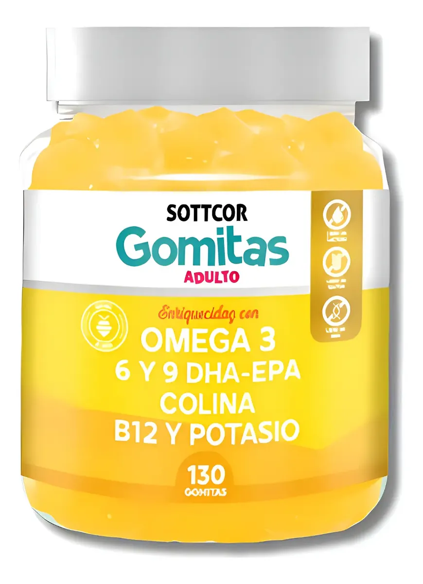 GOMITAS ADULTO OMEGA 3, 6 Y 9 DHA, 130 GOMITAS - SOTTCOR